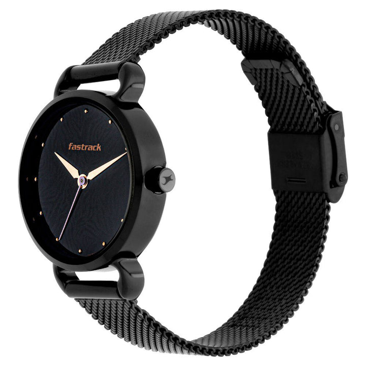 Fastrack Animal Print Quartz Analog Black Dial Stainless Steel Strap Watch for Girls NR6221NM02