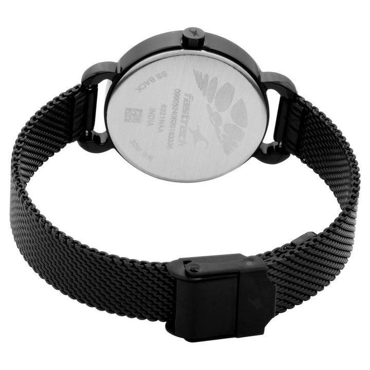 Fastrack Animal Print Quartz Analog Black Dial Stainless Steel Strap Watch for Girls NR6221NM02