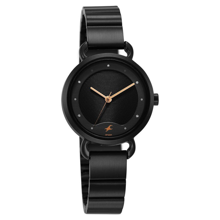 Fastrack Pulse Quartz Analog Black Dial Stainless Steel Strap Watch for Girls 6221NM03F