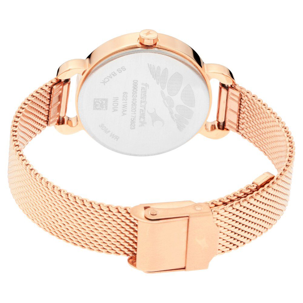 Fastrack Animal Print Quartz Analog Bicolour Dial Stainless Steel Strap Watch for Girls NS6221WM01