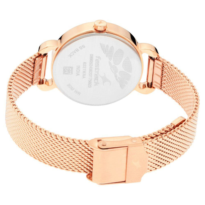 Fastrack Animal Print Quartz Analog Bicolour Dial Stainless Steel Strap Watch for Girls NS6221WM01