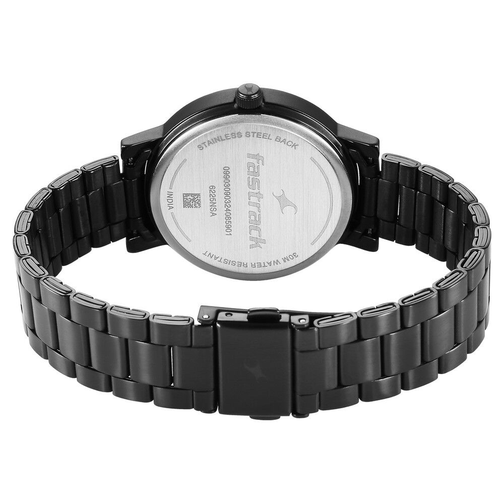 Fastrack Tick Tock Quartz Analog Black Dial With Black Stainless steel Strap Watch for Girls 6225NM01