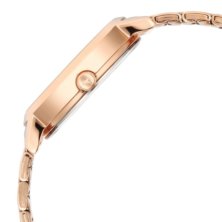 Fastrack Tick Tock Quartz Analog Silver Dial With Rose Gold Stainless steel Strap Watch for Girls 6225WM01
