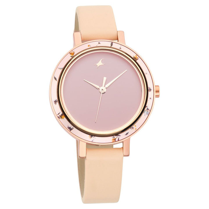 Fastrack Paint Me Quartz Analog Pink Dial Leather Strap Watch for Girls NS6229WL02