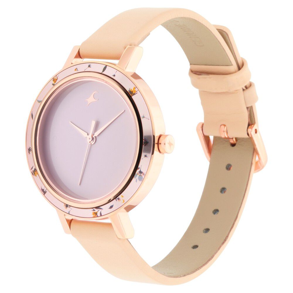 Fastrack Paint Me Quartz Analog Pink Dial Leather Strap Watch for Girls NS6229WL02