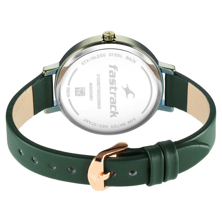 Fastrack Style Up Black Dial Leather Strap Watch for Girls NS6230QL01