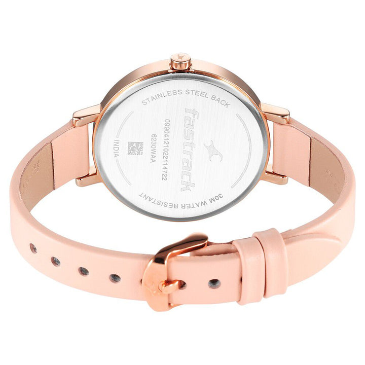 Fastrack Style Up Silver Dial Leather Strap Watch for Girls NS6230WL02