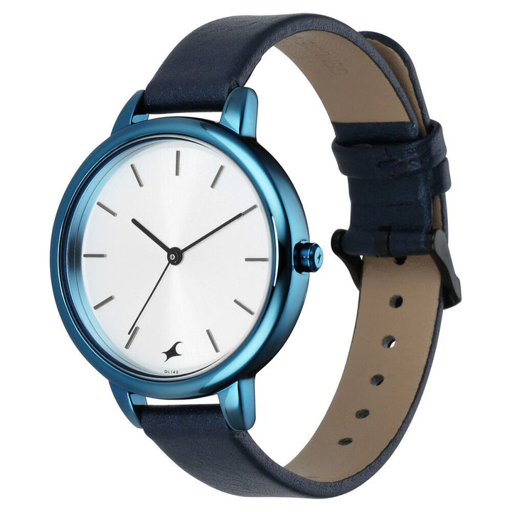 Fastrack Glitch Quartz Analog Silver Dial Leather Strap Watch for Girls NS6234QL01