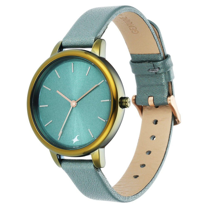 Fastrack Glitch Quartz Analog Blue Dial Leather Strap Watch for Girls NS6234QL02