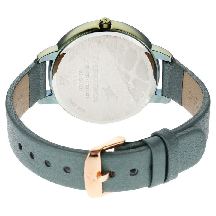 Fastrack Glitch Quartz Analog Blue Dial Leather Strap Watch for Girls NS6234QL02