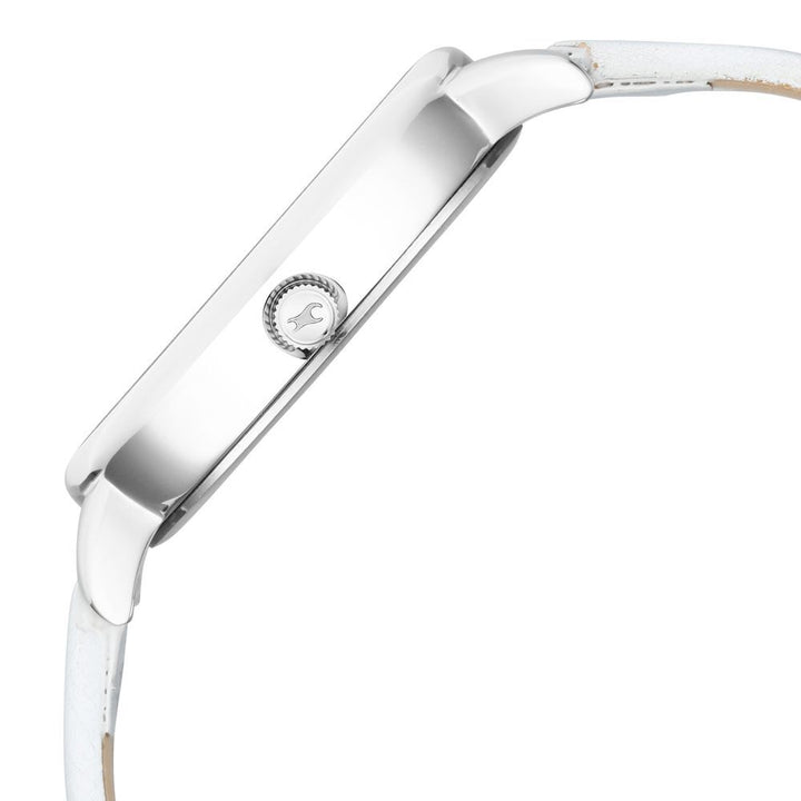 Fastrack Glitch Quartz Analog Silver Dial Leather Strap Watch for Girls NR6234SL01