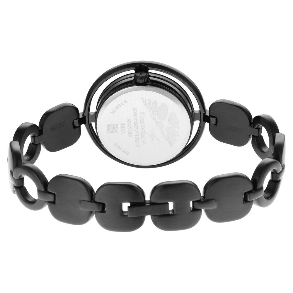 Fastrack Glitch Quartz Analog Grey Dial Metal Strap Watch for Girls NS6237NM01