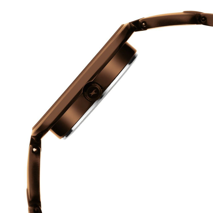Fastrack Glitch Quartz Analog Brown Dial Metal Strap Watch for Girls NS6237QM01