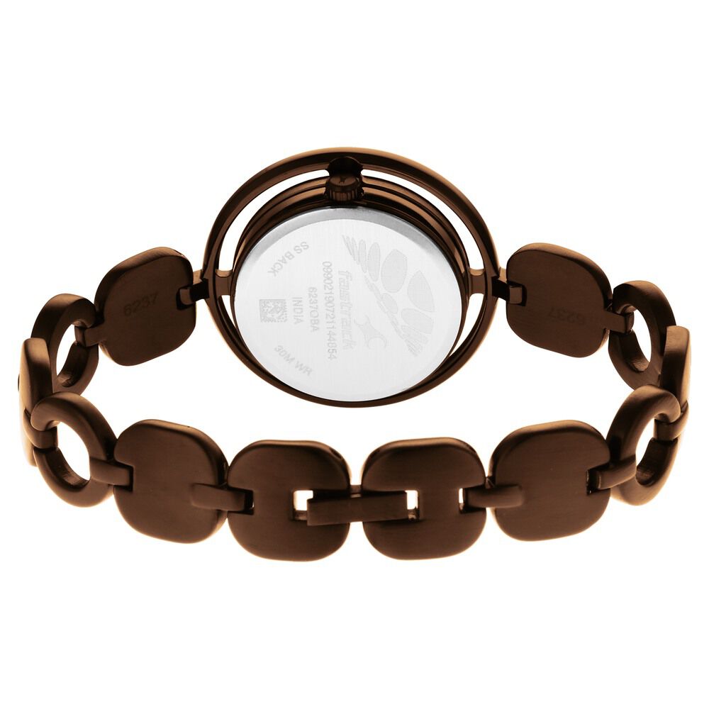 Fastrack Glitch Quartz Analog Brown Dial Metal Strap Watch for Girls NS6237QM01
