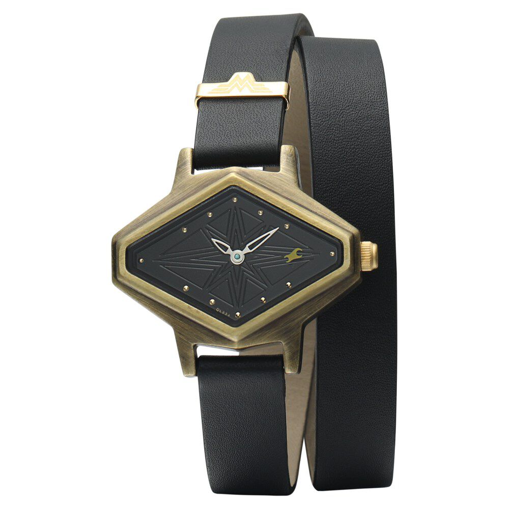 Fastrack Wonder Woman Quartz Analog Black Dial Leather Strap Watch for Girls 6238QL01