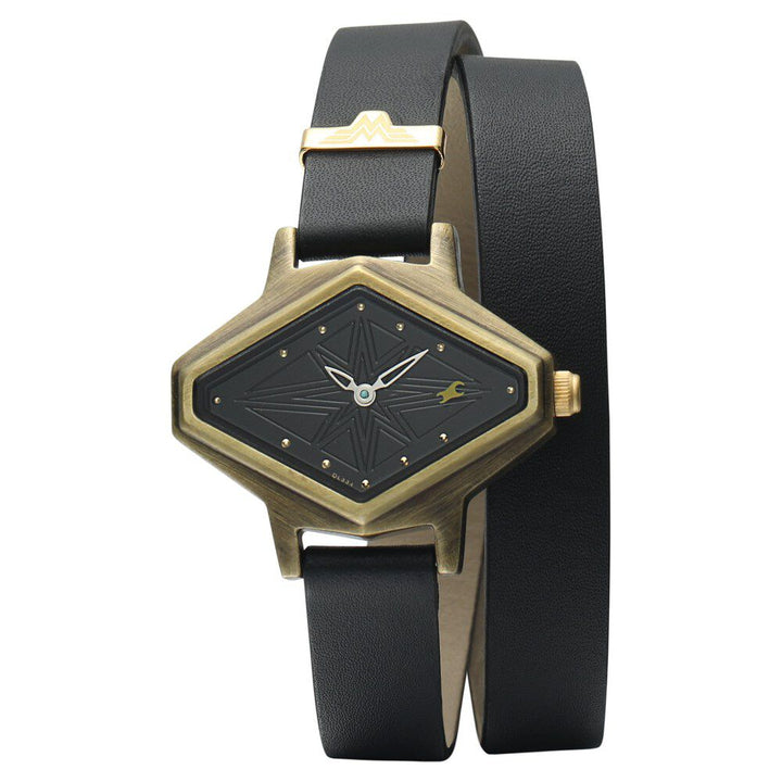 Fastrack Wonder Woman Quartz Analog Black Dial Leather Strap Watch for Girls 6238QL01