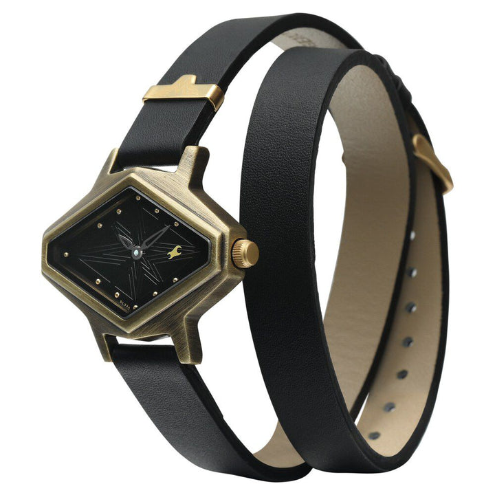 Fastrack Wonder Woman Quartz Analog Black Dial Leather Strap Watch for Girls 6238QL01