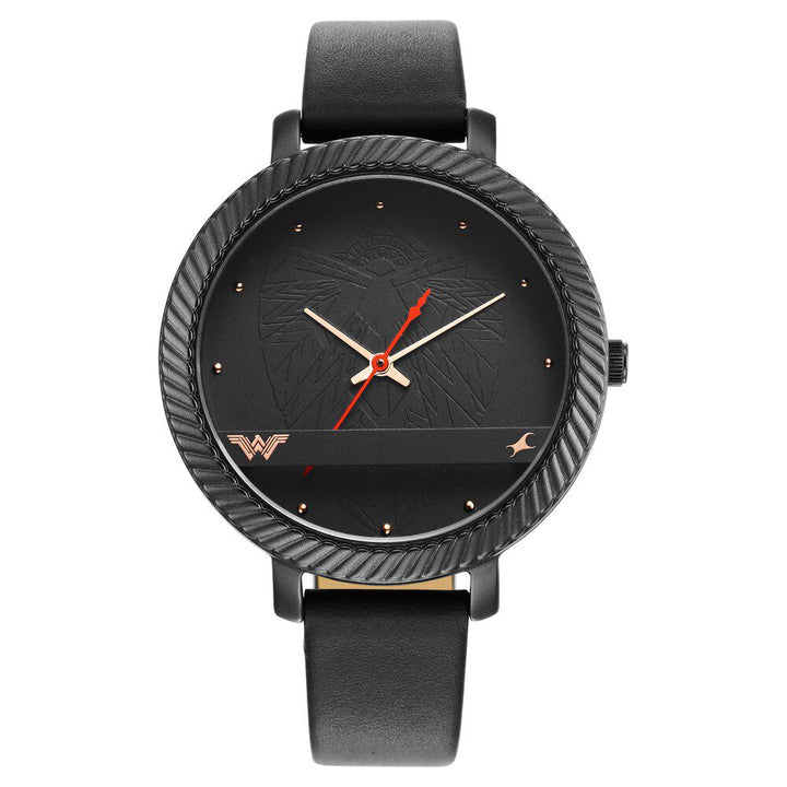 Fastrack Wonder Woman Quartz Analog Black Dial Leather Strap Watch for Girls 6243NL01