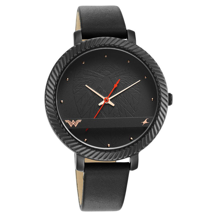 Fastrack Wonder Woman Quartz Analog Black Dial Leather Strap Watch for Girls 6243NL01