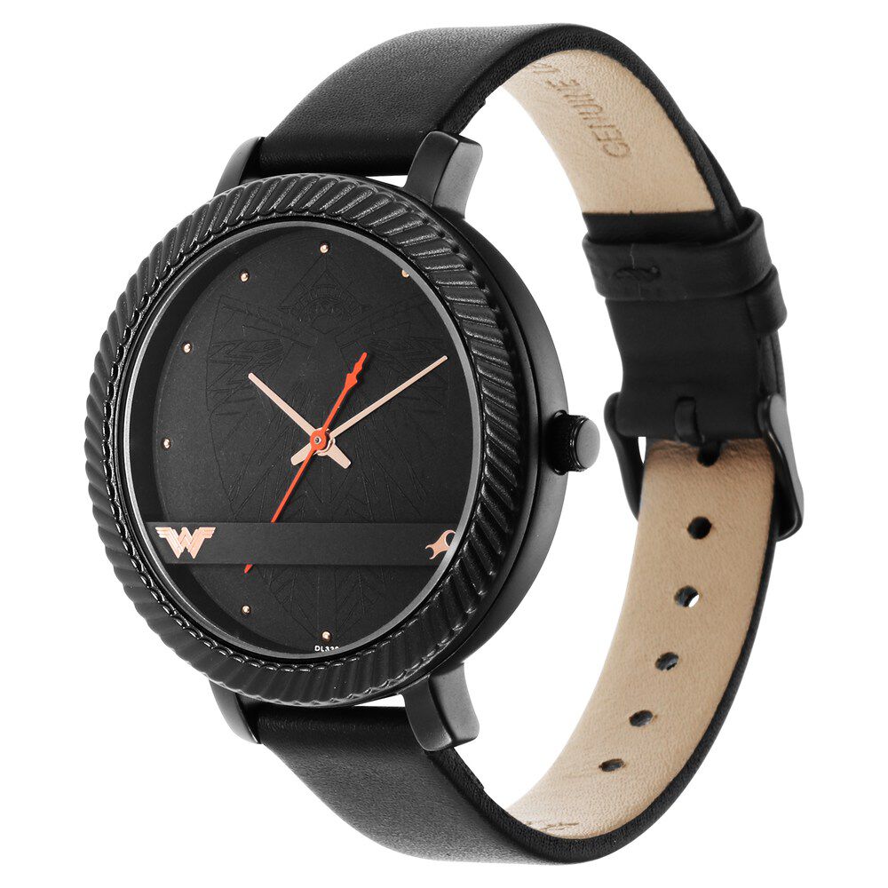 Fastrack Wonder Woman Quartz Analog Black Dial Leather Strap Watch for Girls 6243NL01