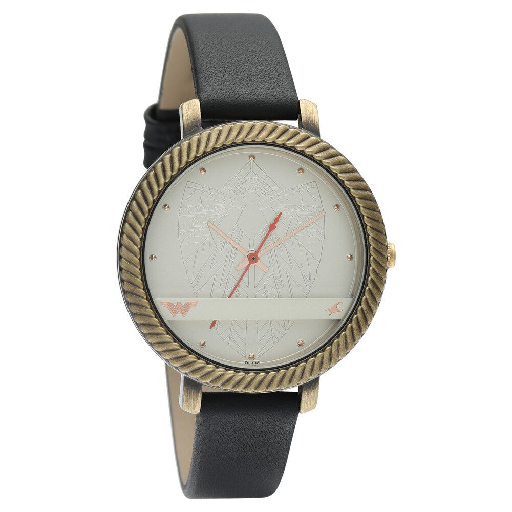 Fastrack Wonder Woman Quartz Analog Silver Dial Leather Strap Watch for Girls 6243QL01