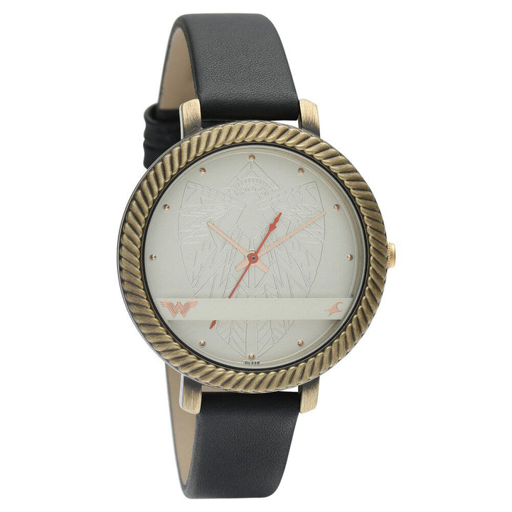 Fastrack Wonder Woman Quartz Analog Silver Dial Leather Strap Watch for Girls 6243QL01