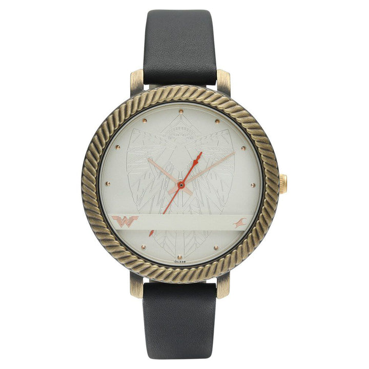Fastrack Wonder Woman Quartz Analog Silver Dial Leather Strap Watch for Girls 6243QL01
