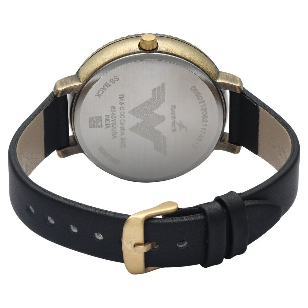 Fastrack Wonder Woman Quartz Analog Silver Dial Leather Strap Watch for Girls 6243QL01