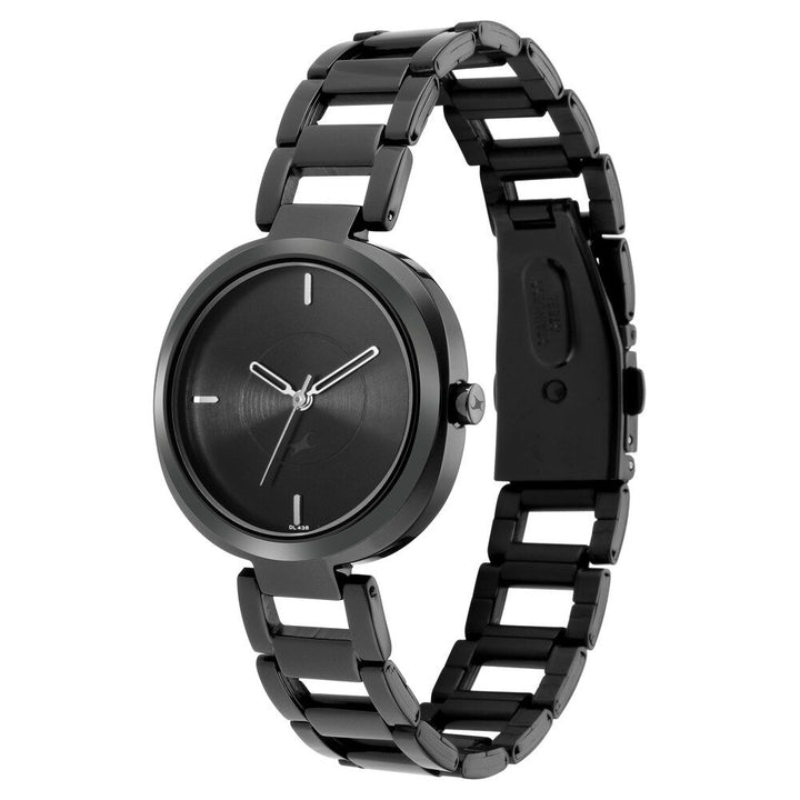 Fastrack Stunners Quartz Analog Black Dial Metal Strap Watch for Girls NS6247NM01