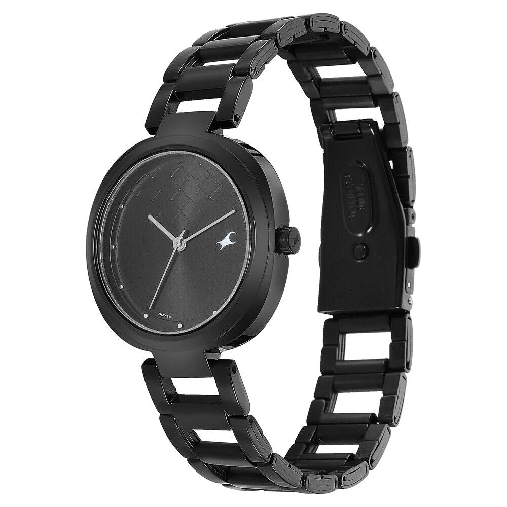 Fastrack Stunners Quartz Analog Black Dial Stainless Steel Strap Watch for Girls NS6247NM02