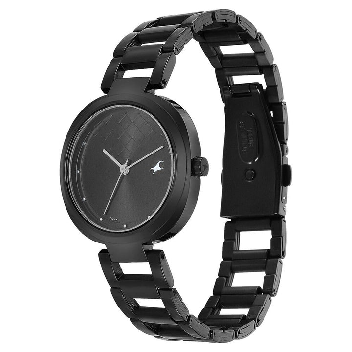 Fastrack Stunners Quartz Analog Black Dial Stainless Steel Strap Watch for Girls NS6247NM02