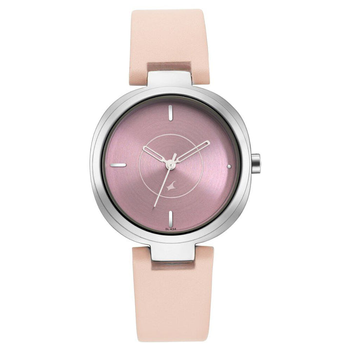 Fastrack Stunners Quartz Analog Pink Dial Leather Strap Watch for Girls NS6247SL01