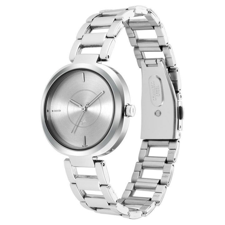 Fastrack Stunners Quartz Analog Silver Dial Metal Strap Watch for Girls NS6247SM01