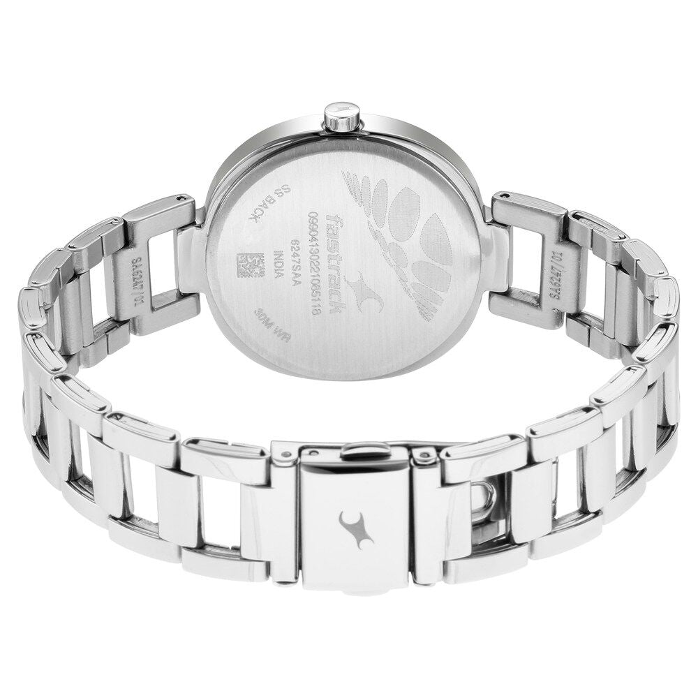 Fastrack Stunners Quartz Analog Silver Dial Metal Strap Watch for Girls NS6247SM01