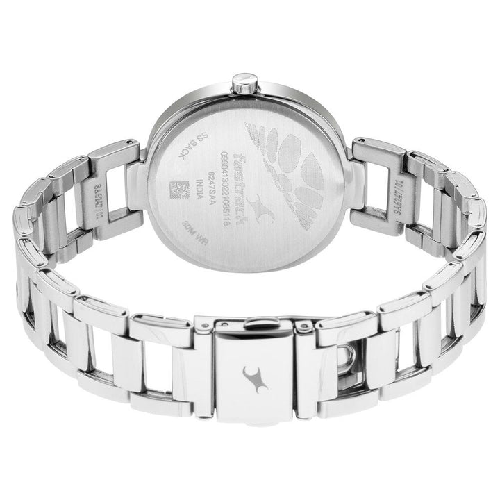 Fastrack Stunners Quartz Analog Silver Dial Metal Strap Watch for Girls NS6247SM01