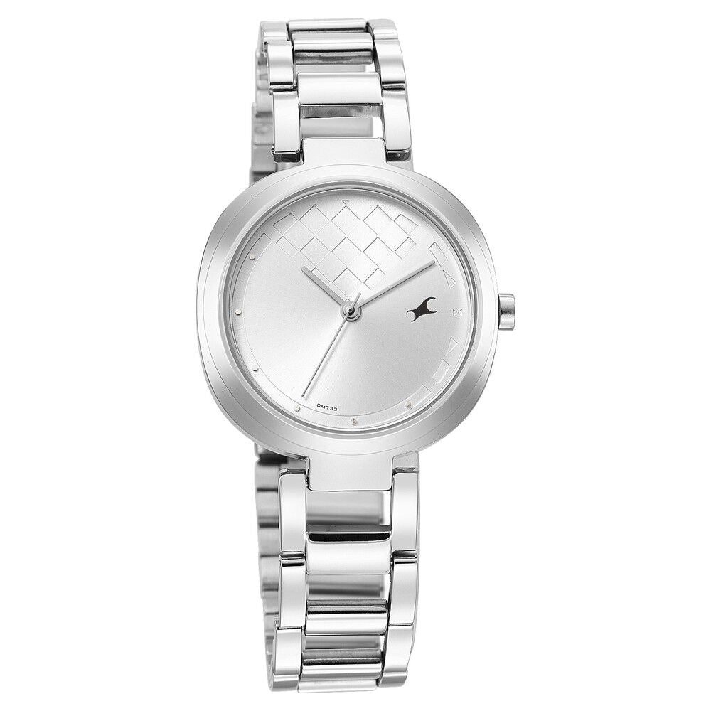Fastrack Stunners Quartz Analog Silver Dial Stainless Steel Strap Watch for Girls NS6247SM02