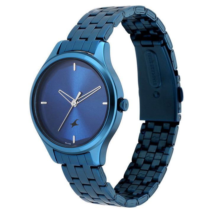 Fastrack Stunners Quartz Analog Blue Dial Metal Strap Watch for Girls NS6248QM01