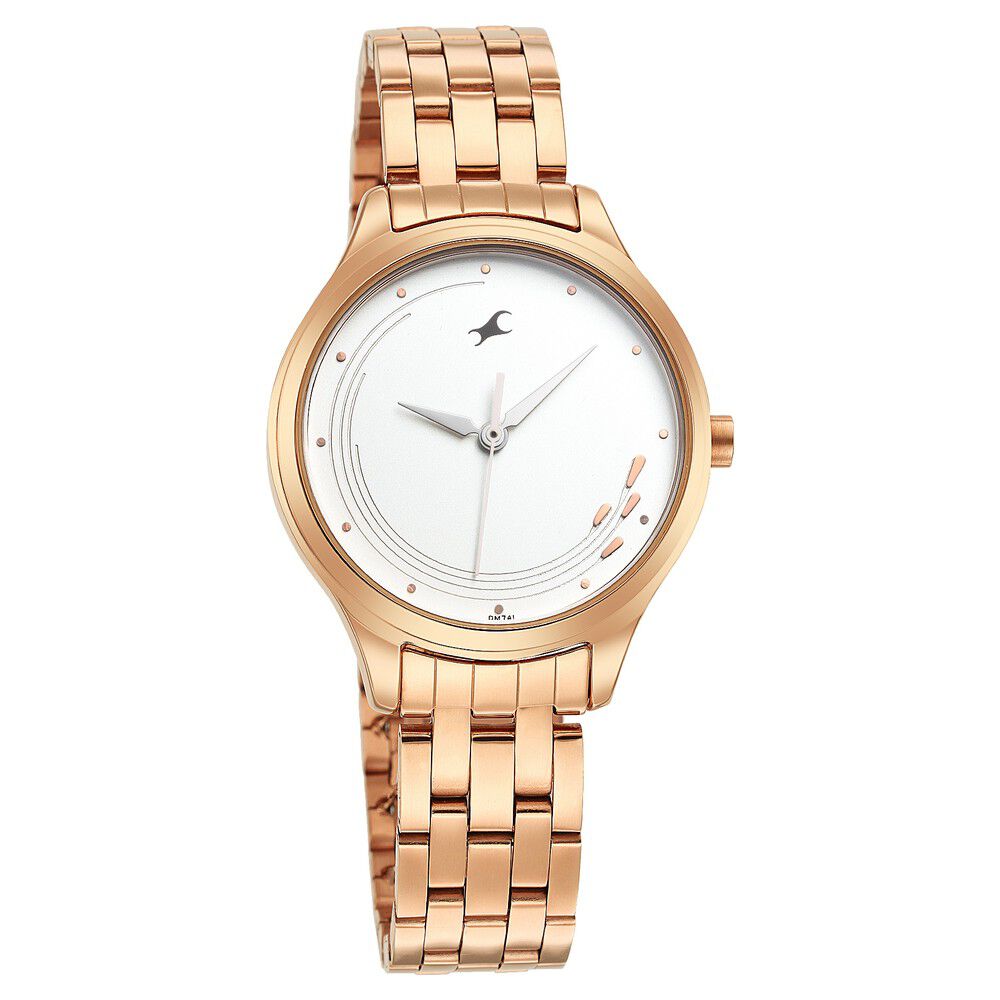 Fastrack Stunners Quartz Analog White Dial Stainless Steel Strap Watch for Girls NR6248WM02