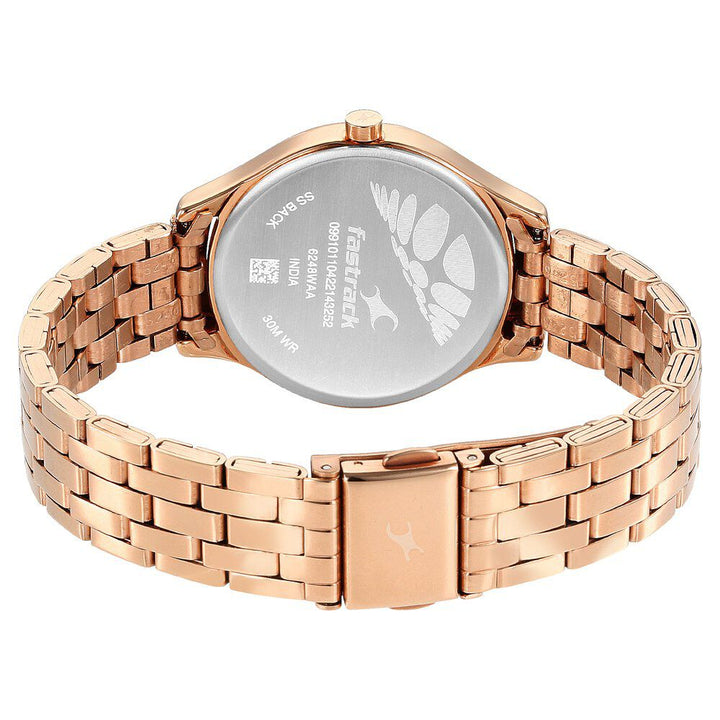 Fastrack Stunners Quartz Analog White Dial Stainless Steel Strap Watch for Girls NR6248WM02