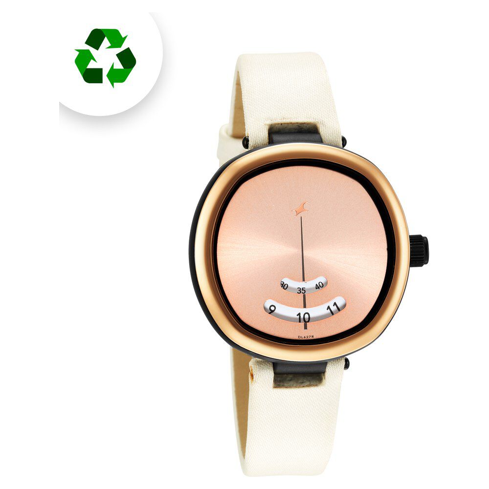 Fastrack Revibe Quartz Analog Rose gold Dial Fabric Strap Watch for Girls 6253PF01