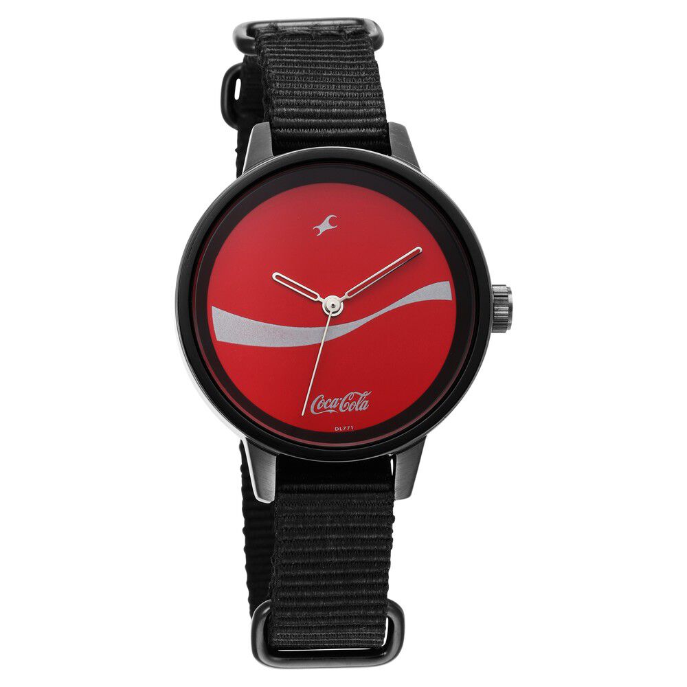 Fastrack Coca Cola Edition By Fastrack Quartz Analog Red Dial Nylon Strap Watch for Girls 6256NP01
