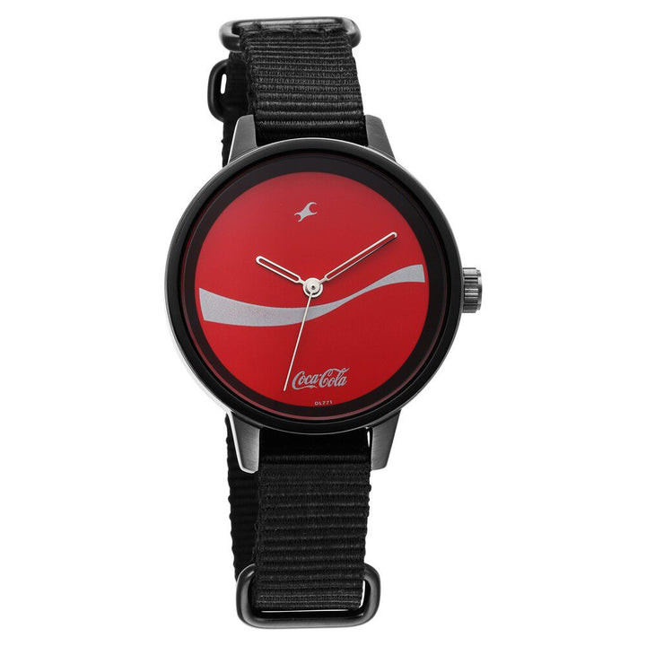 Fastrack Coca Cola Edition By Fastrack Quartz Analog Red Dial Nylon Strap Watch for Girls 6256NP01