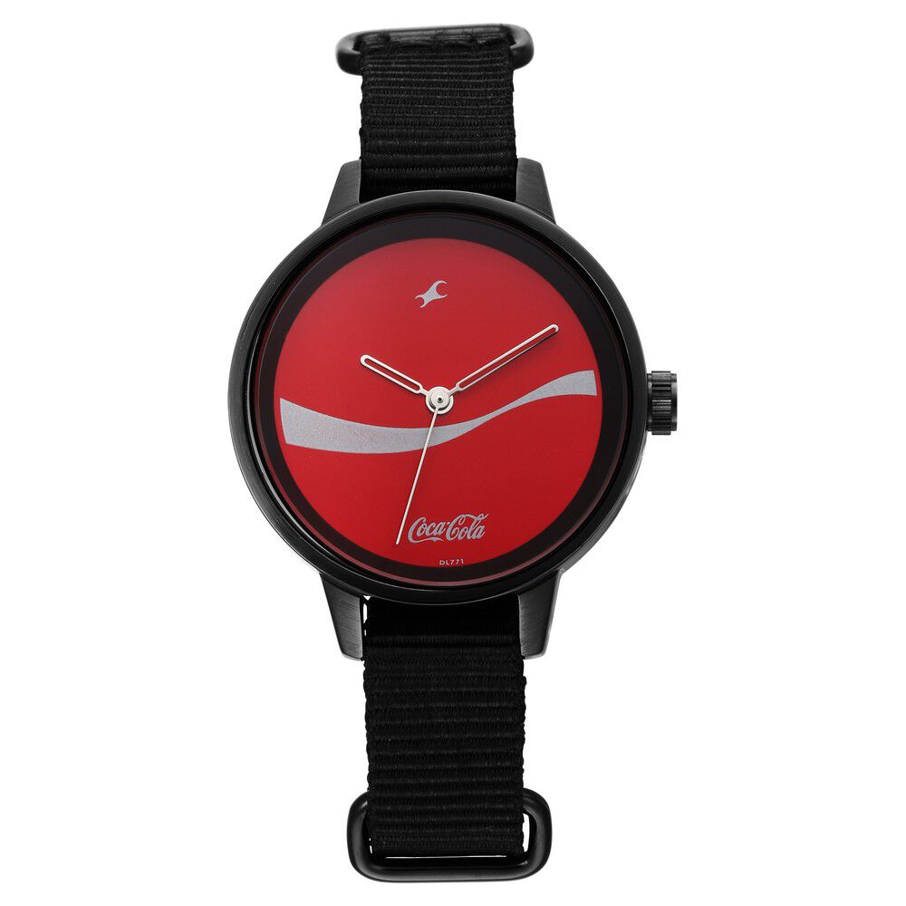 Fastrack Coca Cola Edition By Fastrack Quartz Analog Red Dial Nylon Strap Watch for Girls 6256NP01