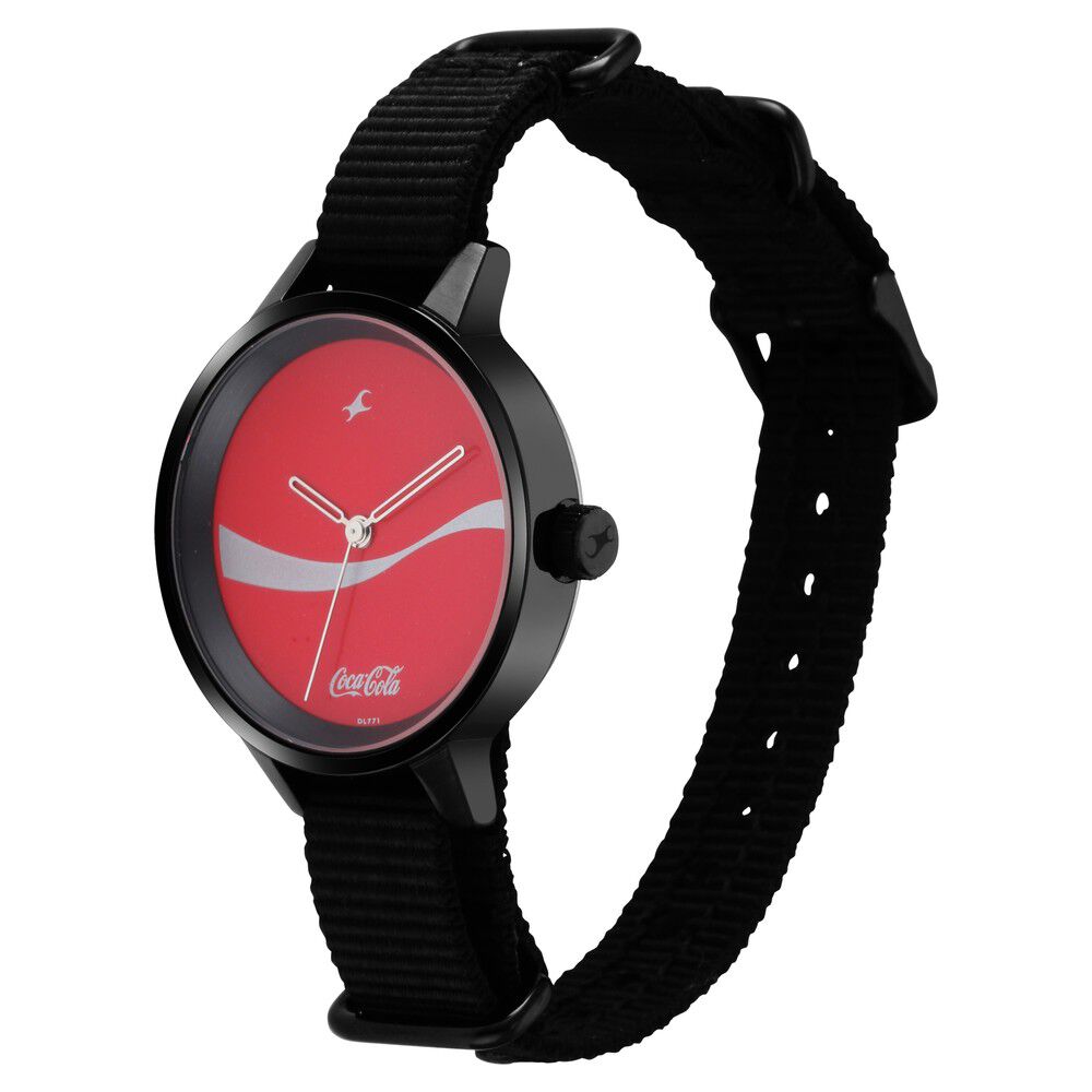 Fastrack Coca Cola Edition By Fastrack Quartz Analog Red Dial Nylon Strap Watch for Girls 6256NP01