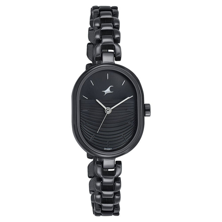 Fastrack Style Up Black Dial Metal Strap Watch for Girls NS6258NM01
