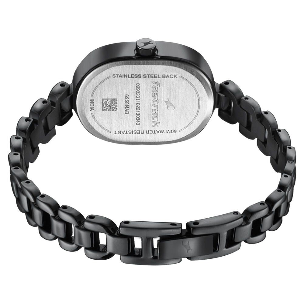 Fastrack Style Up Black Dial Metal Strap Watch for Girls NS6258NM01