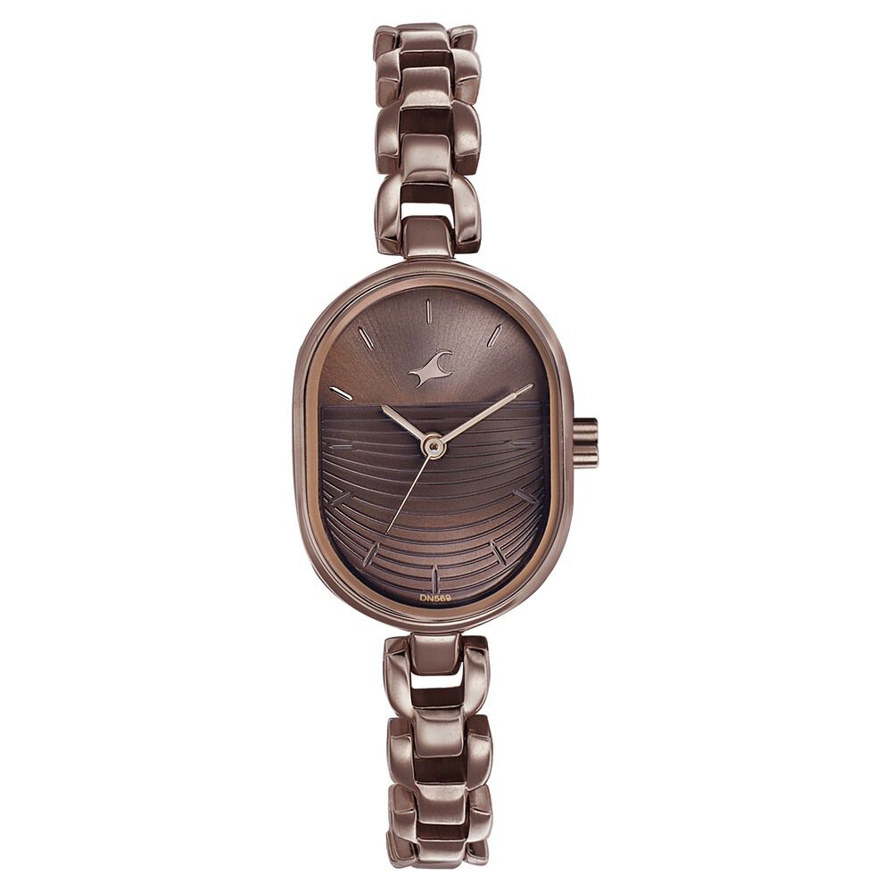 Fastrack Style Up Brown Dial Metal Strap Watch for Girls NS6258QM02