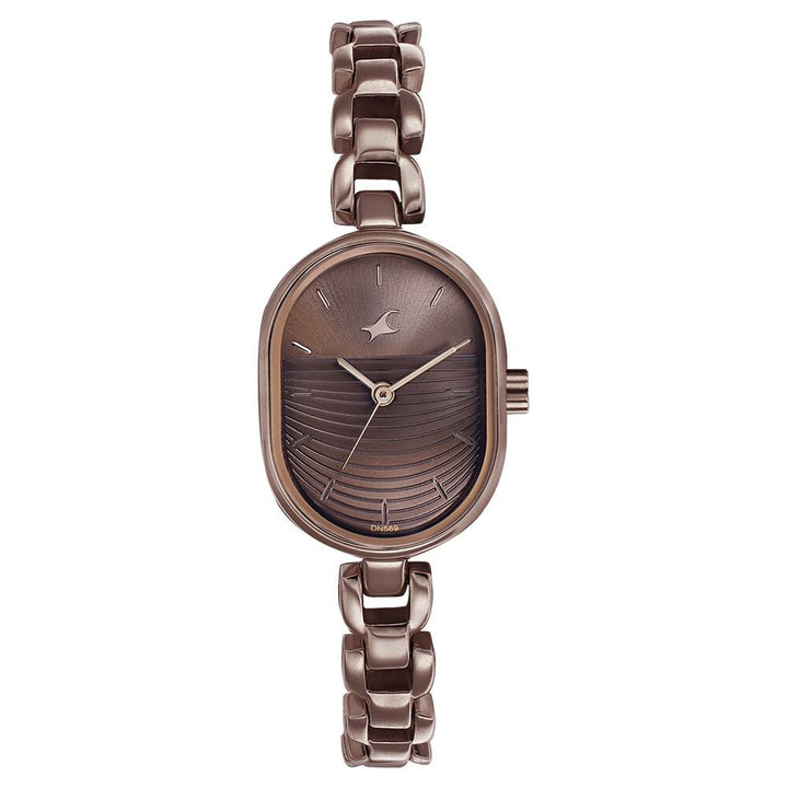Fastrack Style Up Brown Dial Metal Strap Watch for Girls NS6258QM02