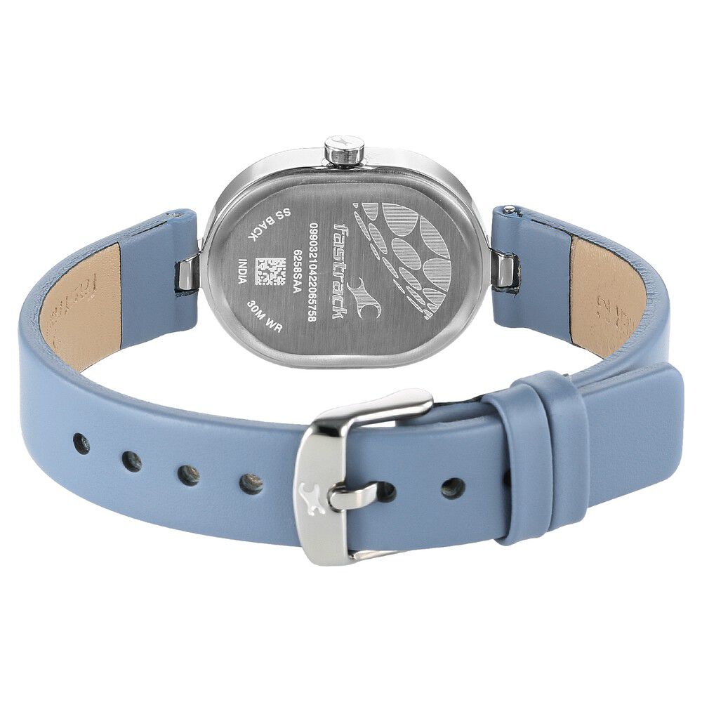 Fastrack Uptown Retreat Quartz Analog Blue Dial Leather Strap Watch for Girls 6258SL01