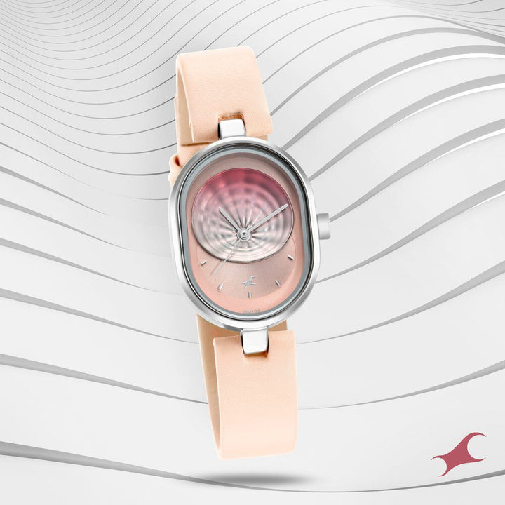 Fastrack Uptown Retreat Quartz Analog Pink Dial Leather Strap Watch for Girls 6258SL02